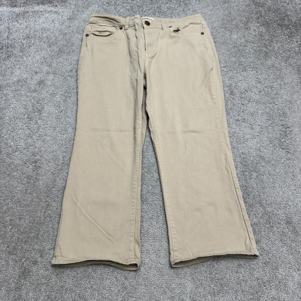 Coldwater Creek Brand Jeans Denim Crop Pants Womens 10 Khaki Tan Stretch Casual